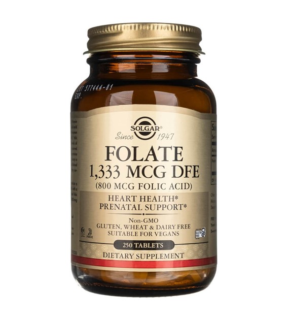 Solgar Folate 1,333 mcg DFE (800 mcg Folic Acid) - 250 Tablets