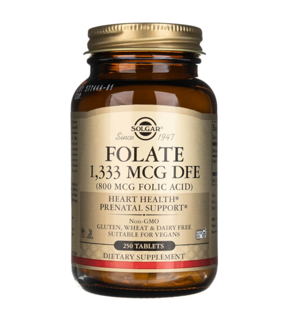 Solgar Folate 1,333 mcg DFE (800 mcg Folic Acid) - 250 Tablets