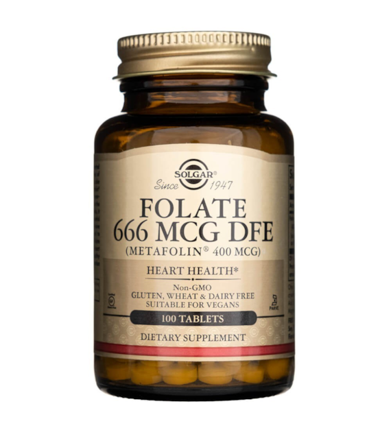 Solgar Folate 666 mcg DFE (Metafolin® 400 mcg) - 100 Tablets