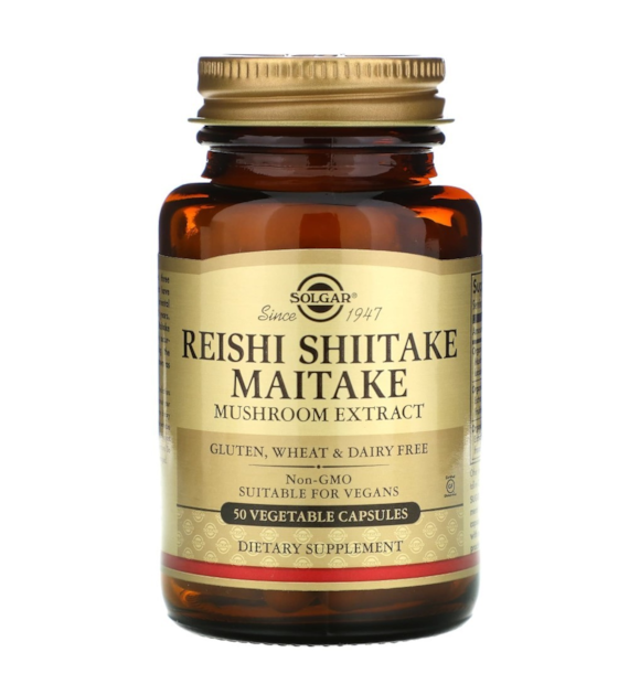 Solgar Reishi Shiitake Maitake Mushroom Extract - 50 Veg Capsules