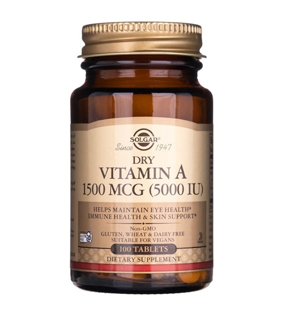 Solgar Trockenes Vitamin A 1500 mcg (5000 IU) - 100 Tabletten