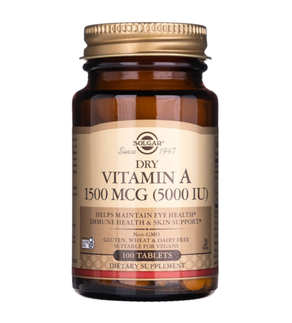 Solgar Dry Vitamin A 1500 mcg (5000 IU) - 100 Tablets