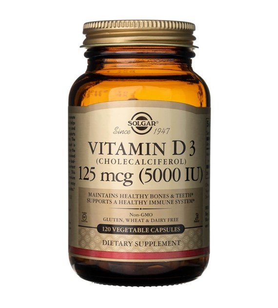 Solgar Vitamin D3 125 mcg (5000 IU) - 120 pflanzliche Kapseln