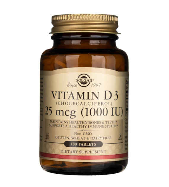 Solgar Vitamin D3 25 mcg (1000 IU) - 180 Tablets