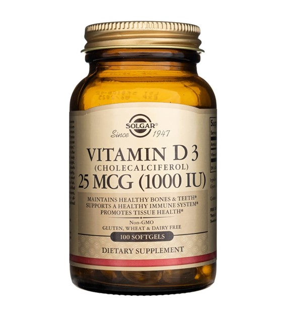 Solgar Vitamin D3 25 mcg (1000 IU) - 100 měkkých gelů