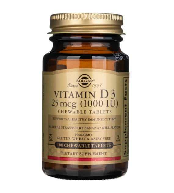 Solgar Vitamin D3 25 mcg (1000 IU) - 100 Chewable Tablets