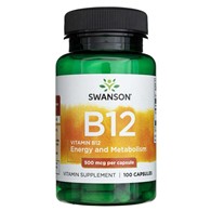 Swanson Witamina B12 500 mcg - 100 kapsułek