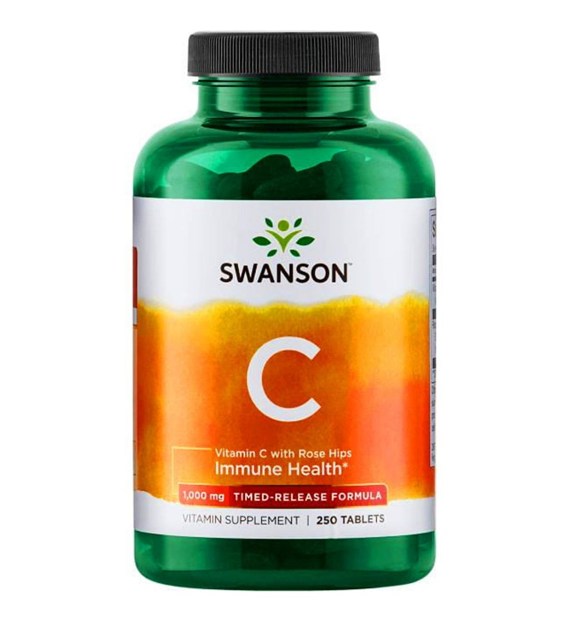 Swanson Witamina C 1000 mg z dziką różą timed-release - 250 tabletek