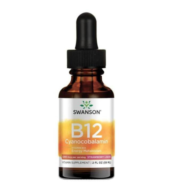 Swanson Witamina B12 w płynie, truskawka - 59 ml
