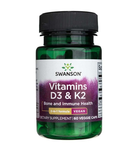 Swanson Vitamine D3 & K2 - 60 pflanzliche Kapseln