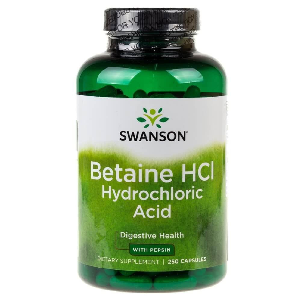 Swanson Betaine HCl Hydrochloric Acid with VegPeptase - 250 Veg Capsules