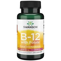 Swanson Witamina B12 500 mcg do ssania, truskawka - 250 pastylek