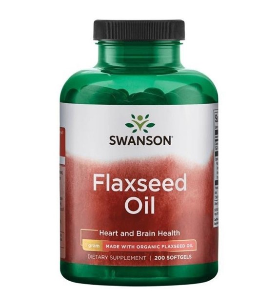 Swanson Olej lniany 1000 mg - 200 kapsułek