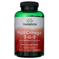 Swanson MultiOmega 3-6-9 lněný, brutnákový a rybí olej - 120 měkkých gelů