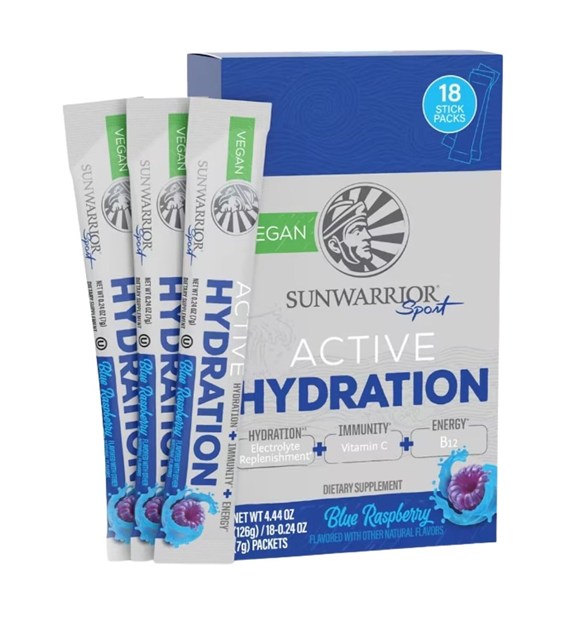 Sunwarrior Warrior Active Hydration elektrolity, niebieska malina - 18 sztuk