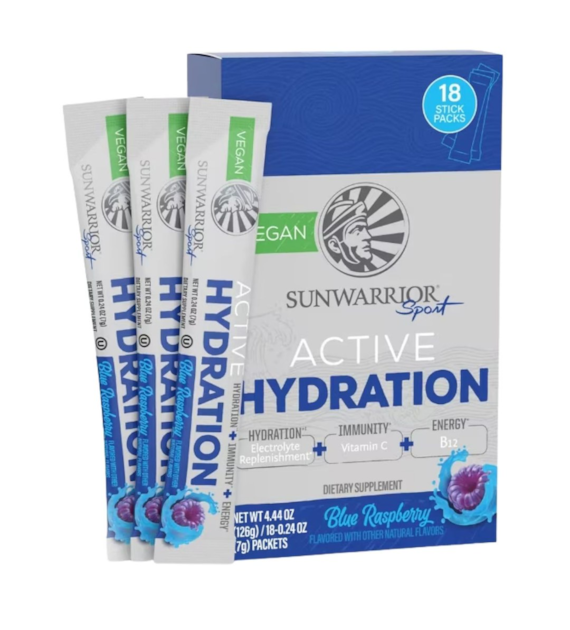 Sunwarrior Warrior Active Hydration elektrolity, niebieska malina - 18 sztuk