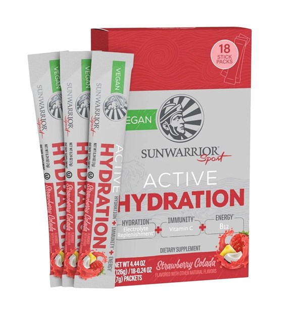 Sunwarrior Warrior Active Hydration elektrolity, truskawkowa colada - 18 sztuk