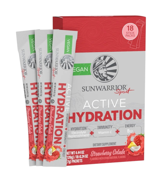 Sunwarrior Warrior Active Hydration elektrolity, truskawkowa colada - 18 sztuk