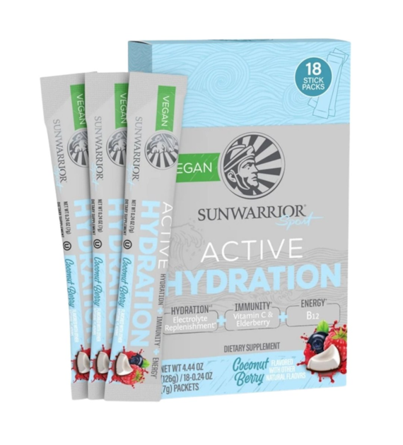 Sunwarrior Warrior Active Hydration elektrolity, kokos-jagoda - 18 sztuk