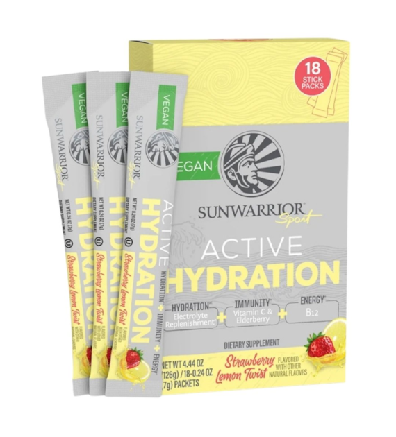 Sunwarrior Warrior Active Hydration elektrolity, truskawkowa-cytryna - 18 sztuk