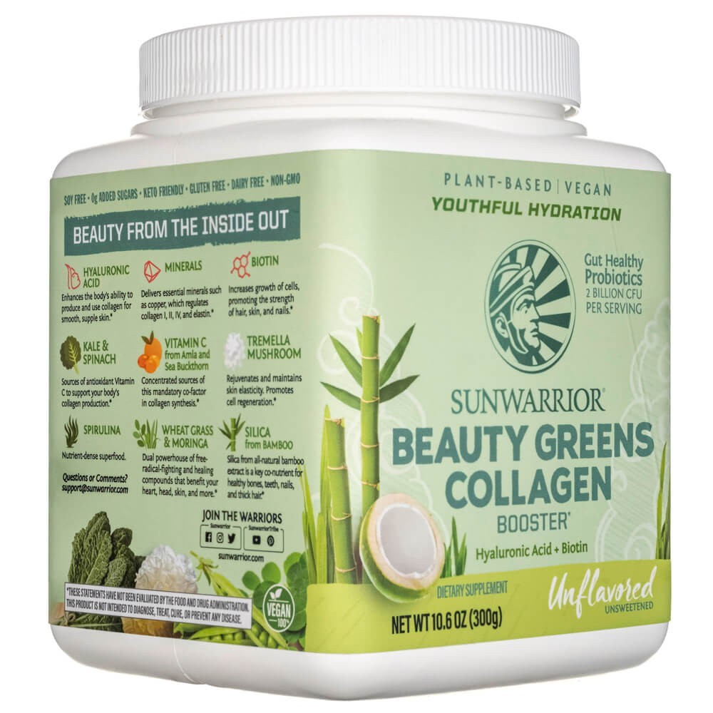 Sunwarrior Beauty Greens Collagen Booster Bezsmakowy - 300 g