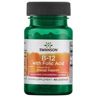 Swanson Witamina B12 500 mcg do ssania, truskawka - 60 pastylek