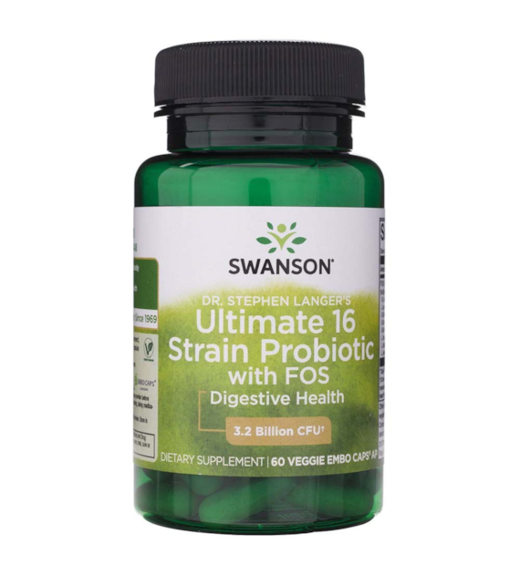 Swanson Ultimate 16 Strain Probiotic with FOS - 60 Veg Capsules