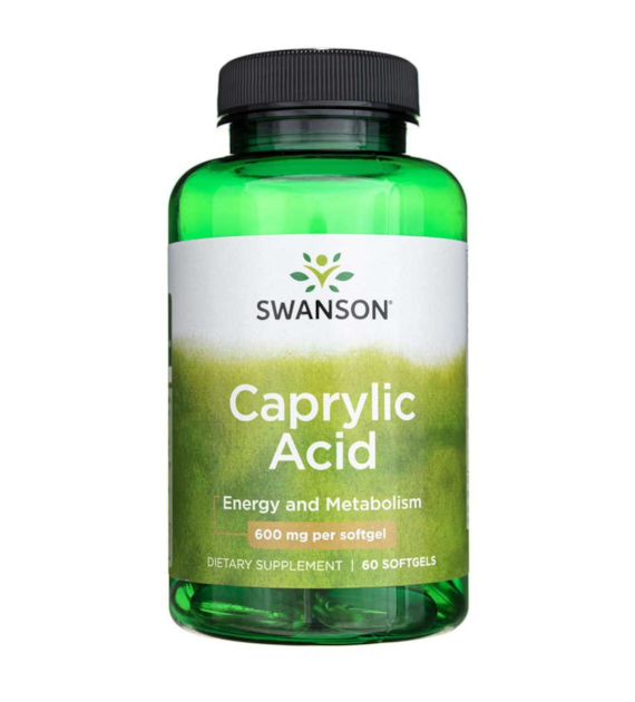 Swanson Kwas Kaprylowy (Caprylic Acid) 600 mg - 60 kapsułek
