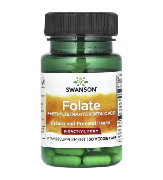 Swanson Folate 5-Methyltetrahydrofolic Acid 400 mcg - 30 Veggie Caps