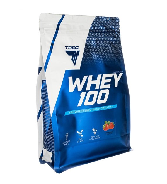 Trec Koncentrat białka serwatkowego Whey 100, truskawkowy - 700 g