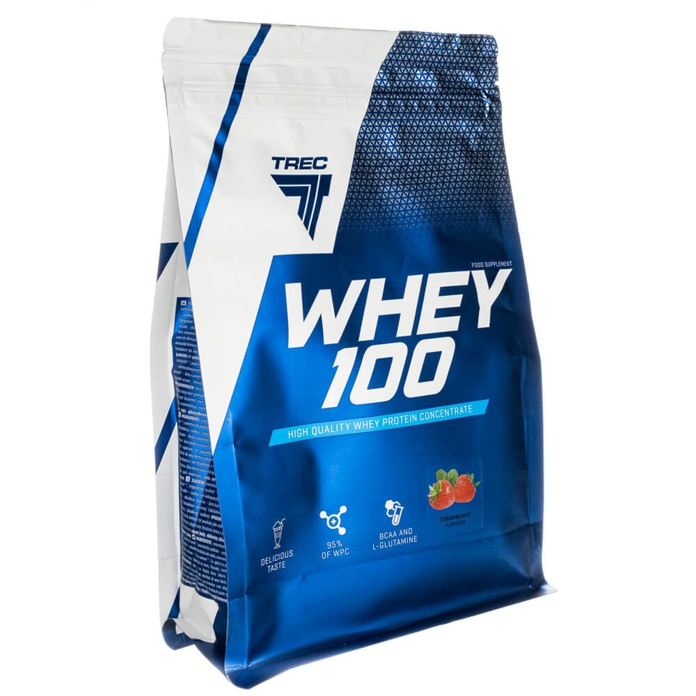 Trec Koncentrat białka serwatkowego Whey 100, truskawkowy - 700 g