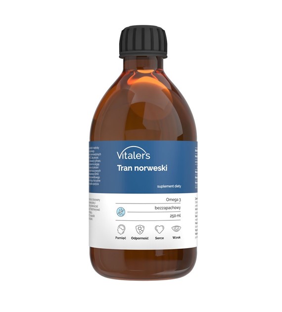 Vitaler's Omega-3 Norwegischer Lebertran, Geschmacksrichtung  Unparfümiert  1200 mg - 250 ml