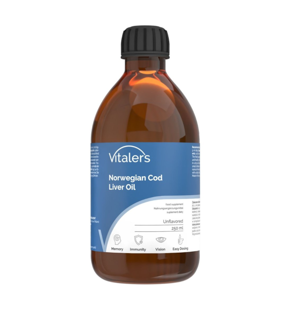 Vitaler's Omega-3 Norwegian Cod Liver Oil, Unscented Flavor 1200 mg - 250 ml