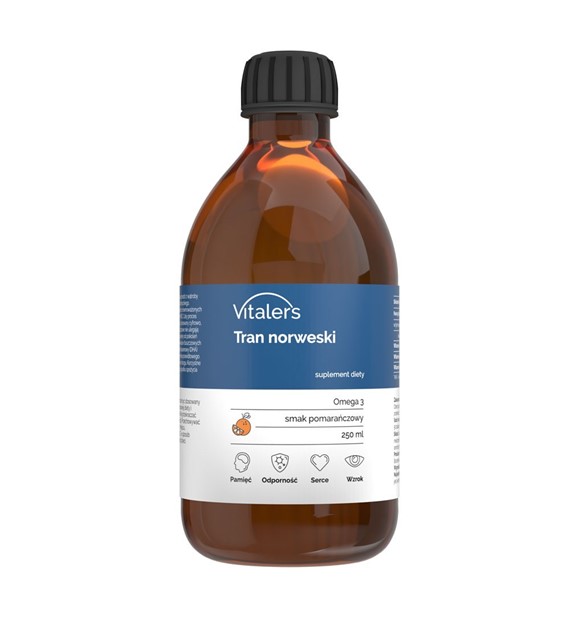 Vitaler's Omega-3 Norwegian Cod Liver Oil, Orange Flavor 1200 mg - 250 ml