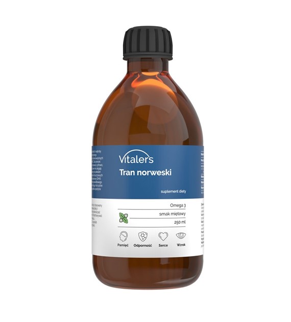 Vitaler's Omega-3 norský olej z tresčích jater, s příchutí máty 1200 mg - 250 ml