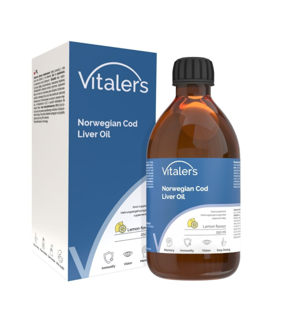 Vitaler's Omega-3 Norwegian Cod Liver Oil, Lemon Flavor 1200 mg - 250 ml