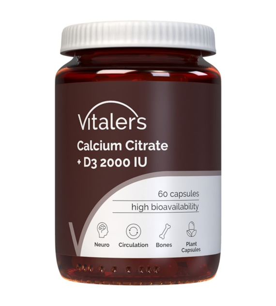 Vitaler's Cytrynian wapnia 1200 mg + Witamina D3 2000 IU - 60 kapsułek