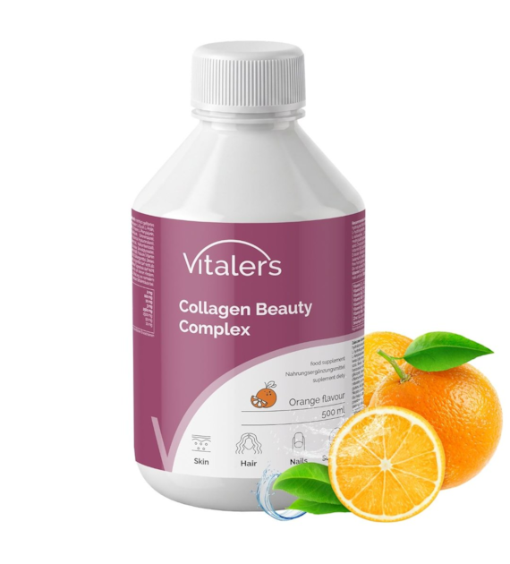 Vitaler's Collagen Beauty Complex, płynny kolagen o smaku pomarańczowym - 500 ml