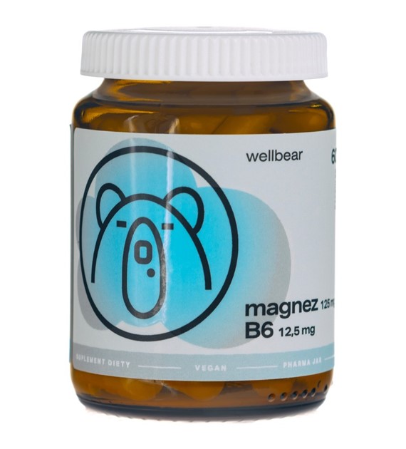 Wellbear Magnez 125 mg + Witamina B6 - 60 kapsułek