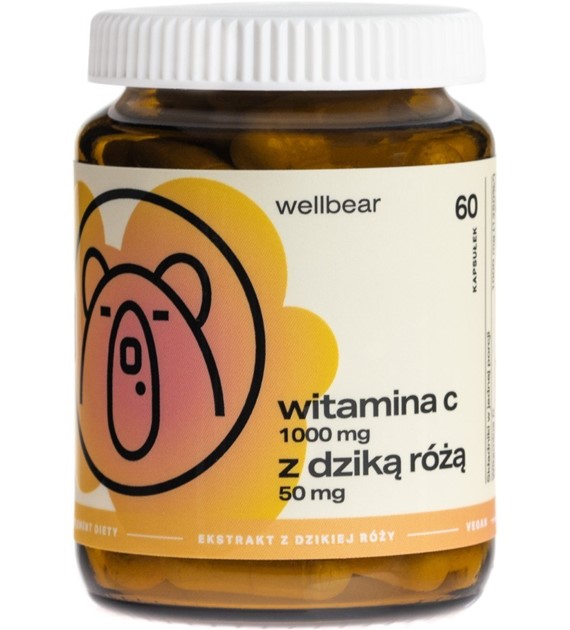 Wellbear Witamina C z dziką różą 1000 mg - 60 kapsułek