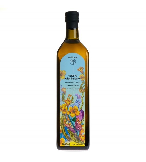 Wellbear Olej lniany zimnotłoczony - 1000 ml