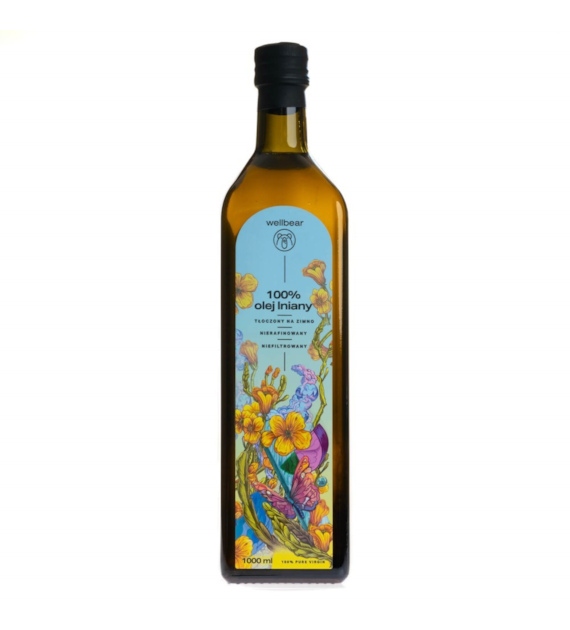 Wellbear Olej lniany zimnotłoczony - 1000 ml