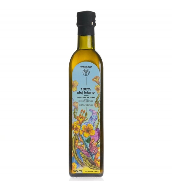 Wellbear Olej lniany zimnotłoczony - 500 ml