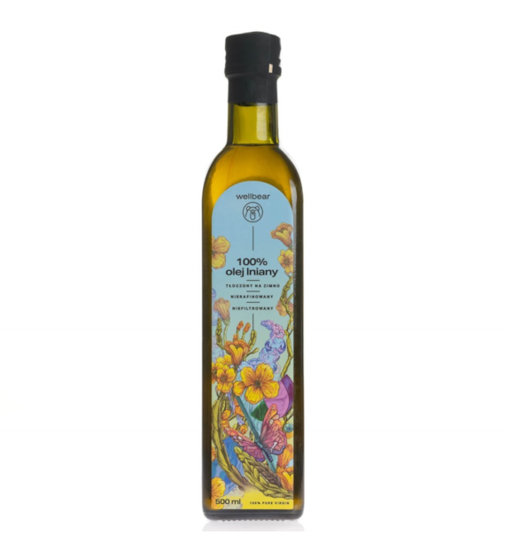 Wellbear Olej lniany zimnotłoczony - 500 ml
