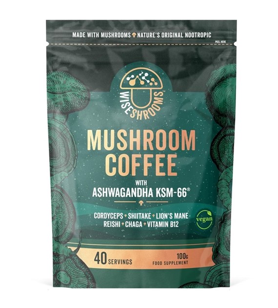 Wiseshrooms Kawa grzybowa z Ashwagandhą KSM-66 - 100 g