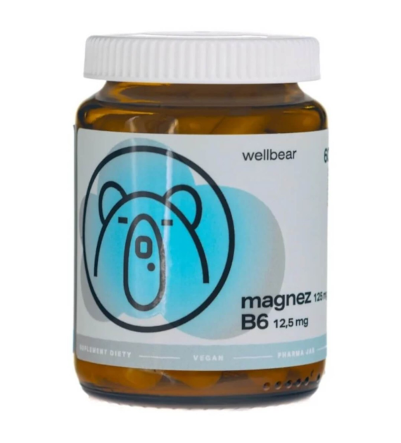 Wellbear Magnez 125 mg + Witamina B6 - 60 kapsułek