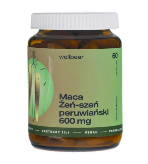 Wellbear Maca (Żeń-szeń peruwiański) 600 mg - 60 kapsułek