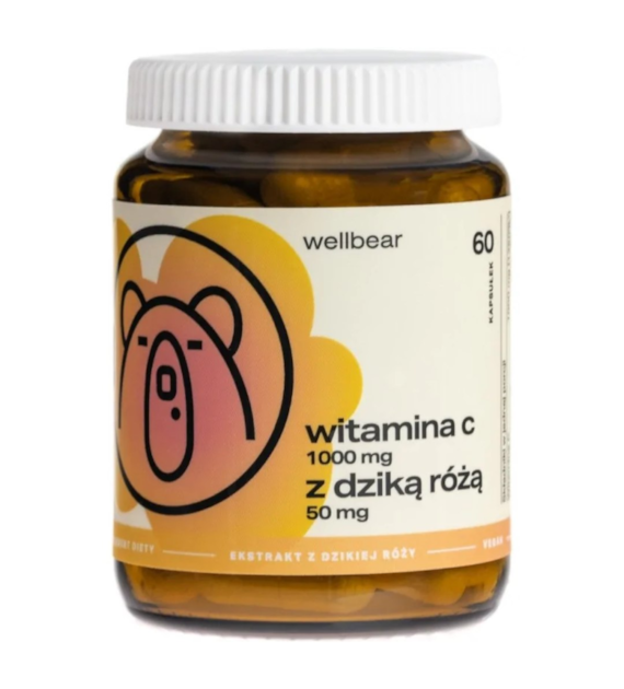 Wellbear Witamina C z dziką różą 1000 mg - 60 kapsułek