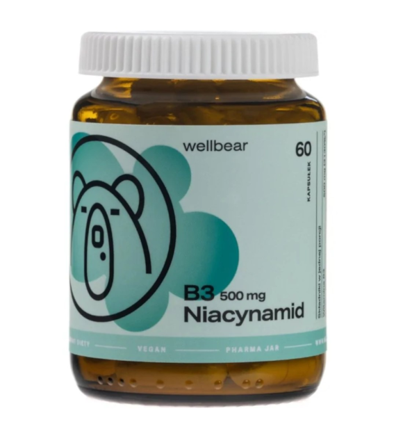 Wellbear Witamina B3 500 mg (Niacynamid) - 60 kapsułek